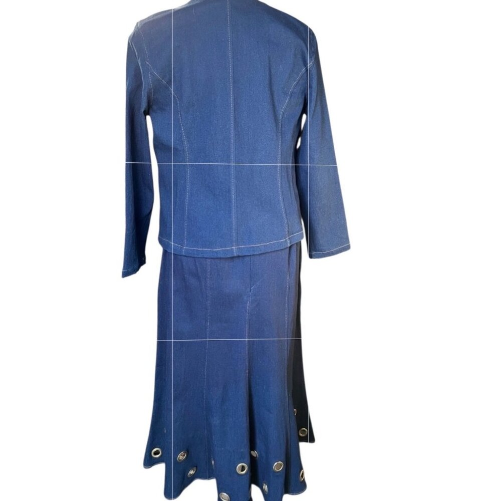 Regalia Womens 3-Piece Denim Suit Set With Grommet Accents Jacket Sleeveless Blo - Picture 7 of 16